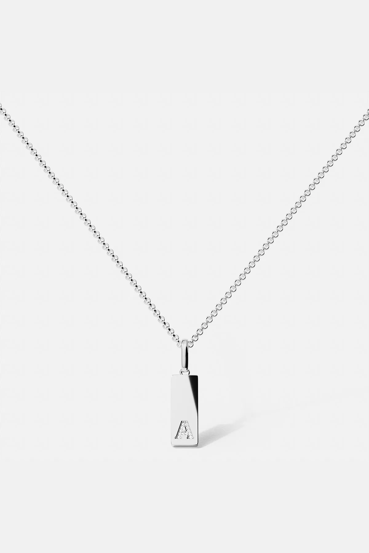 Alphabet Plate Necklace Silver