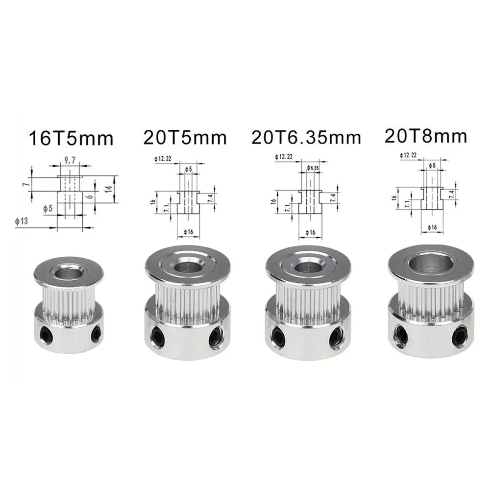 Aluminum GT2 Timing Pulley 20 Tooth 5mm Bore For 6mm Belt