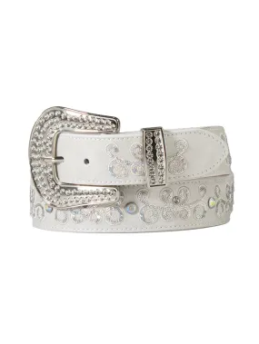 Angel Ranch D140006405 Womens Scrolling AB Sequins Belt White