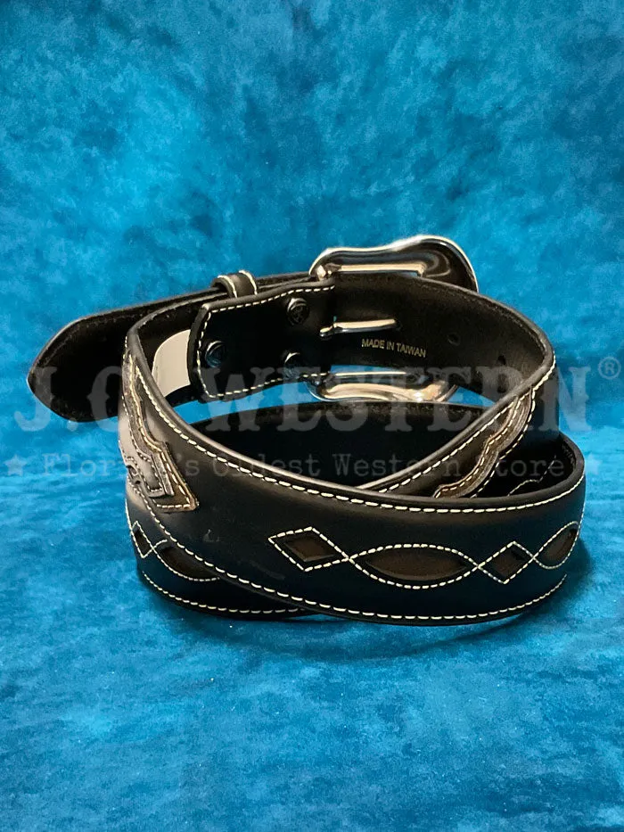 Ariat A1042801 Mens Boot Stitch Filigree Leather Belt Black