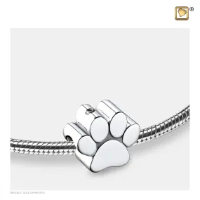 Rhodium Plated Paw Bead Charm - BD2102