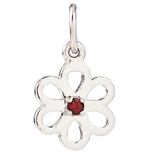 Birthstone Flower Charm With Garnet