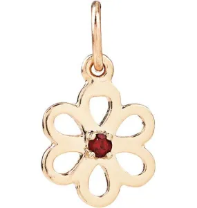 Birthstone Flower Charm With Garnet