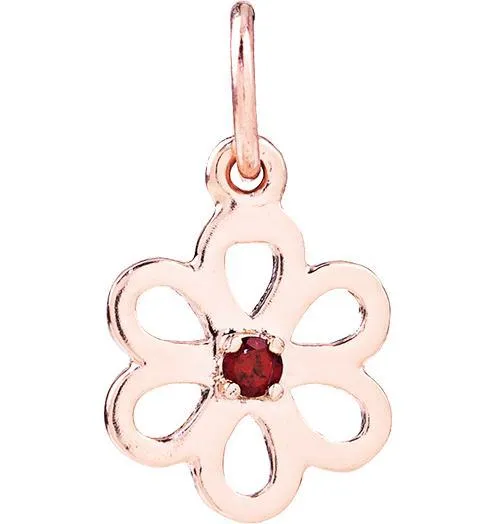 Birthstone Flower Charm With Garnet