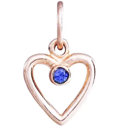 Birthstone Heart Charm With Blue Sapphire