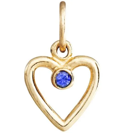 Birthstone Heart Charm With Blue Sapphire