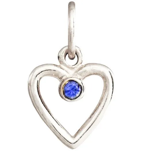 Birthstone Heart Charm With Blue Sapphire