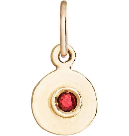 Birthstone Mini Disk Charm With Ruby