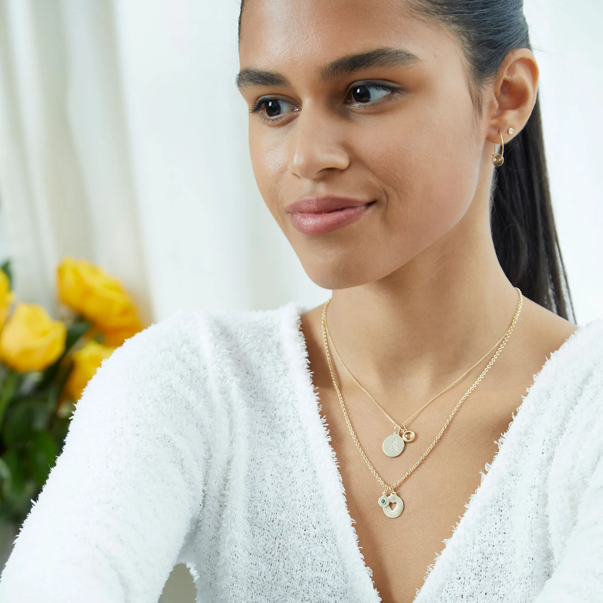 Birthstone Mini Disk Charm With Ruby