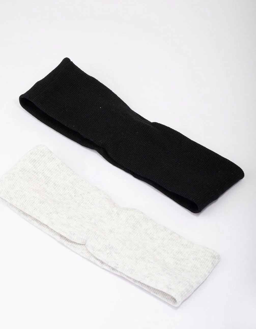 Black & Grey Ribbed Fabric Headband Pack