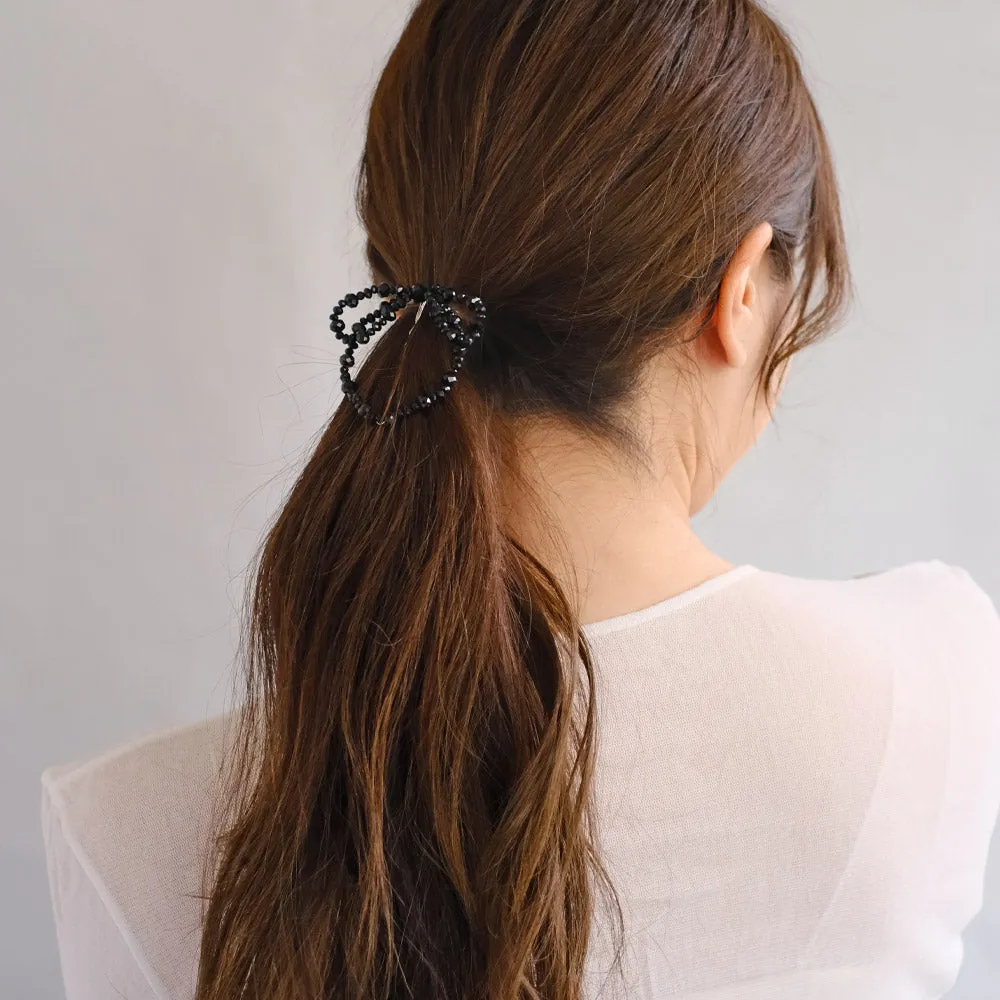 Black Beaded Bow Hairpin