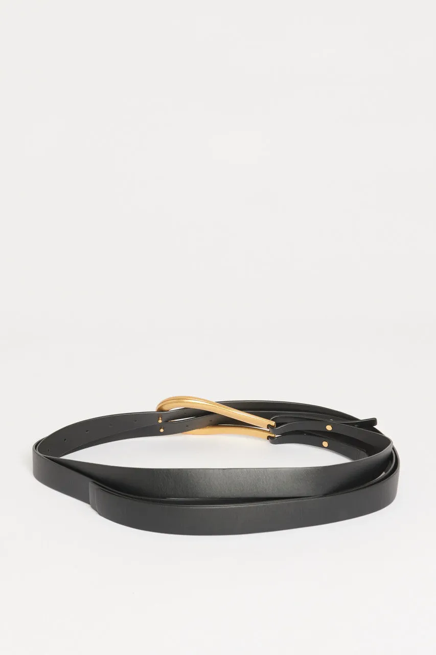 Black Leather Double Strand Preowned Belt