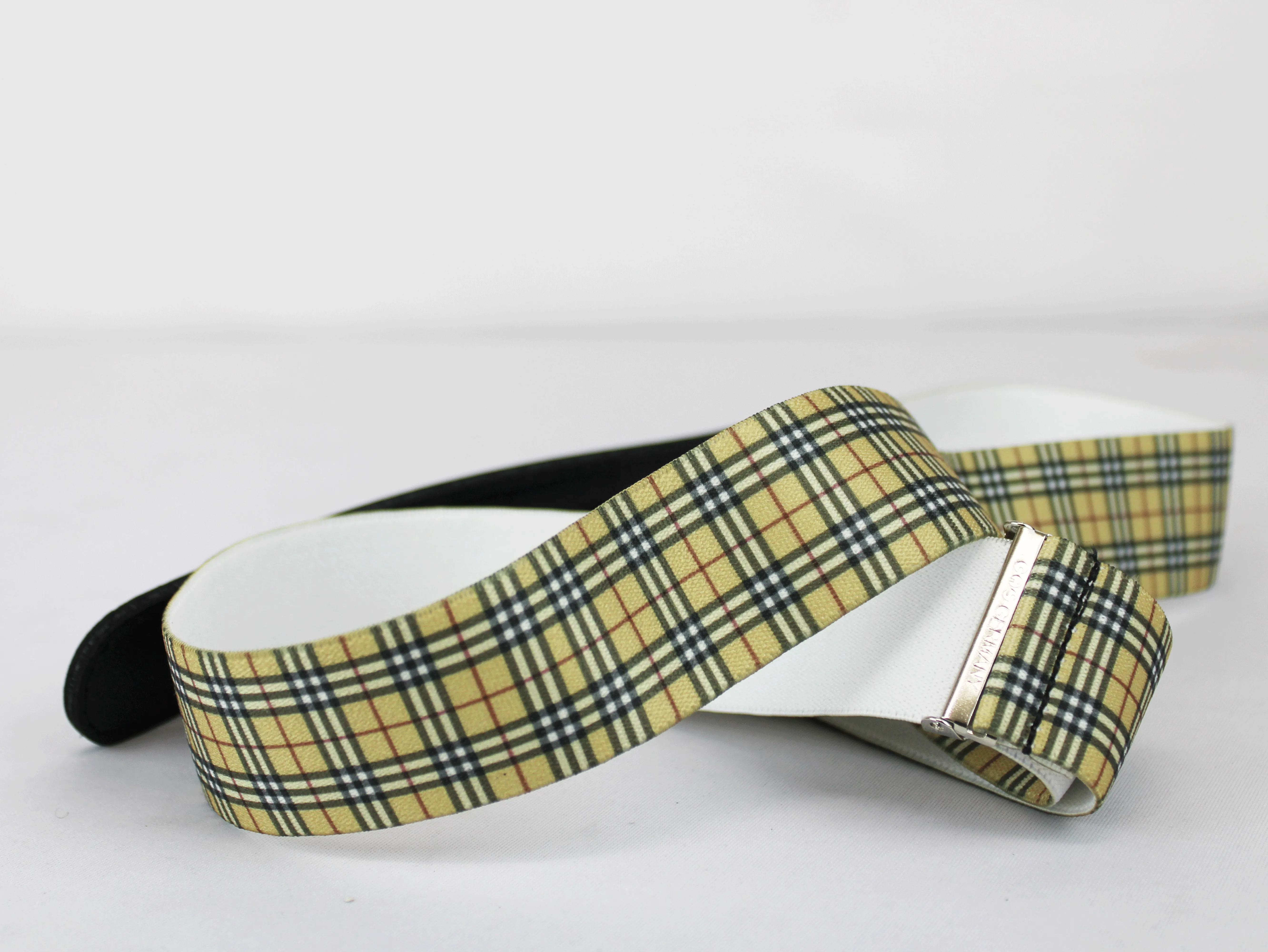 Bossini Beige Checkered Adjustable Belt