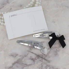 Bow and Heart Snap Clip Set