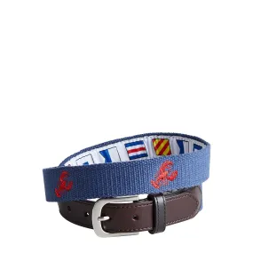 Bowsprit Belt Nantucket Navy Embroidered With Red Lobster