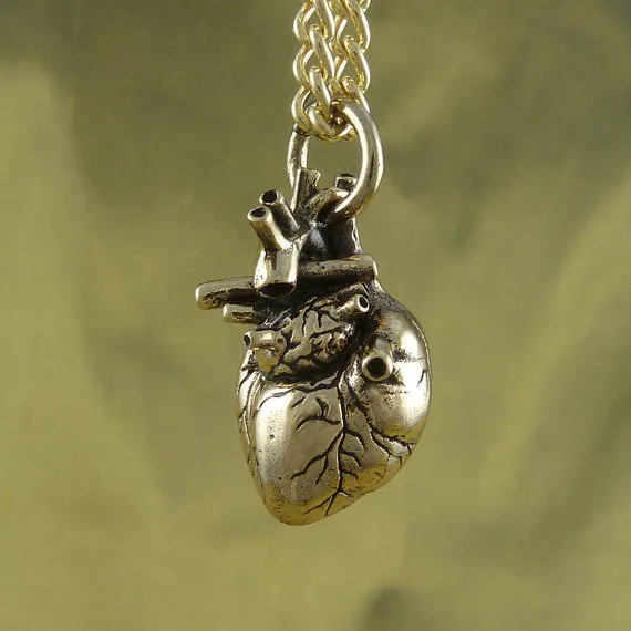 Bronze Anatomical Heart Necklace