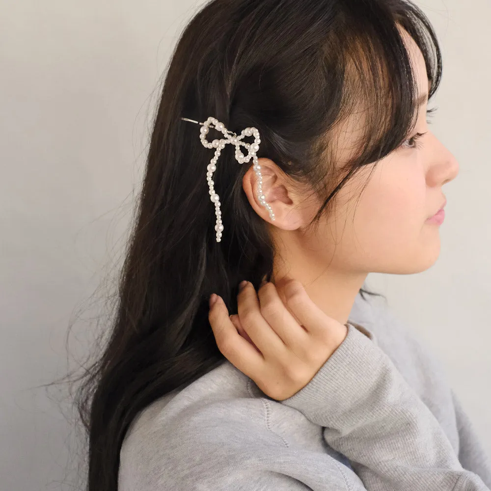 Bubble Pearl Bow Hairpin