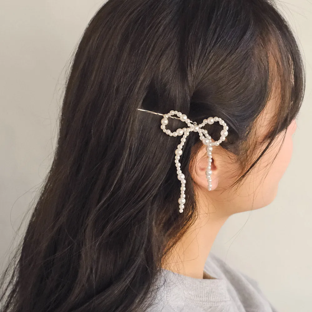 Bubble Pearl Bow Hairpin