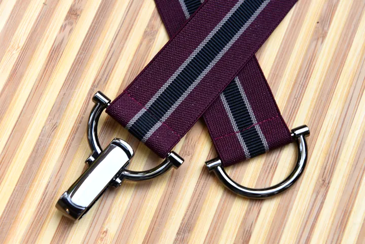 Burgundy and Black elastic Stripe Belt