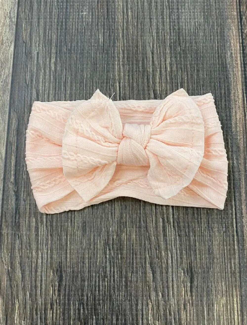 Cable Knit Bow Headband: Light Pink