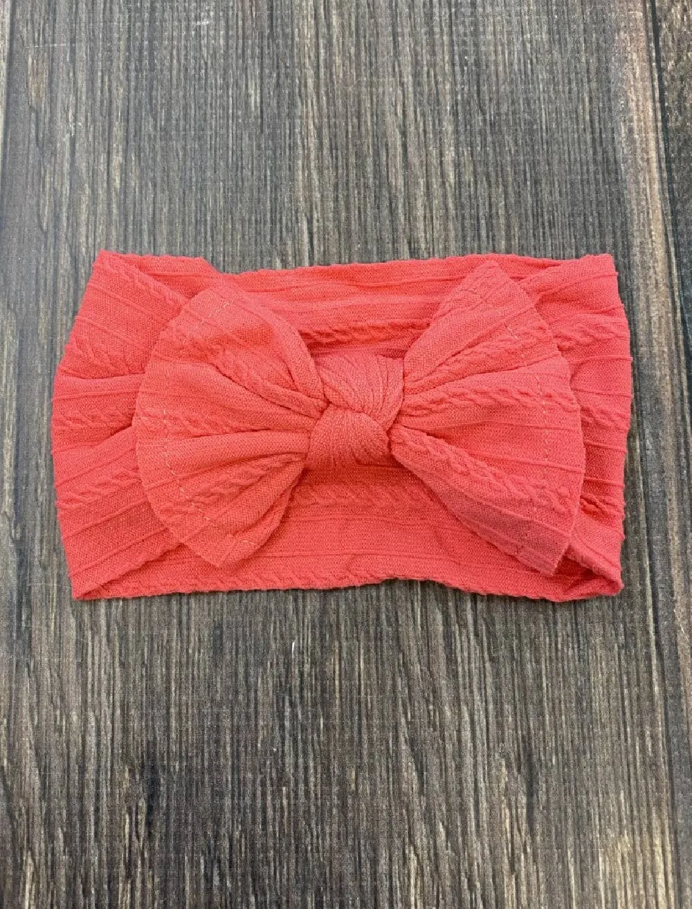 Cable Knit Bow Headband: Light Pink