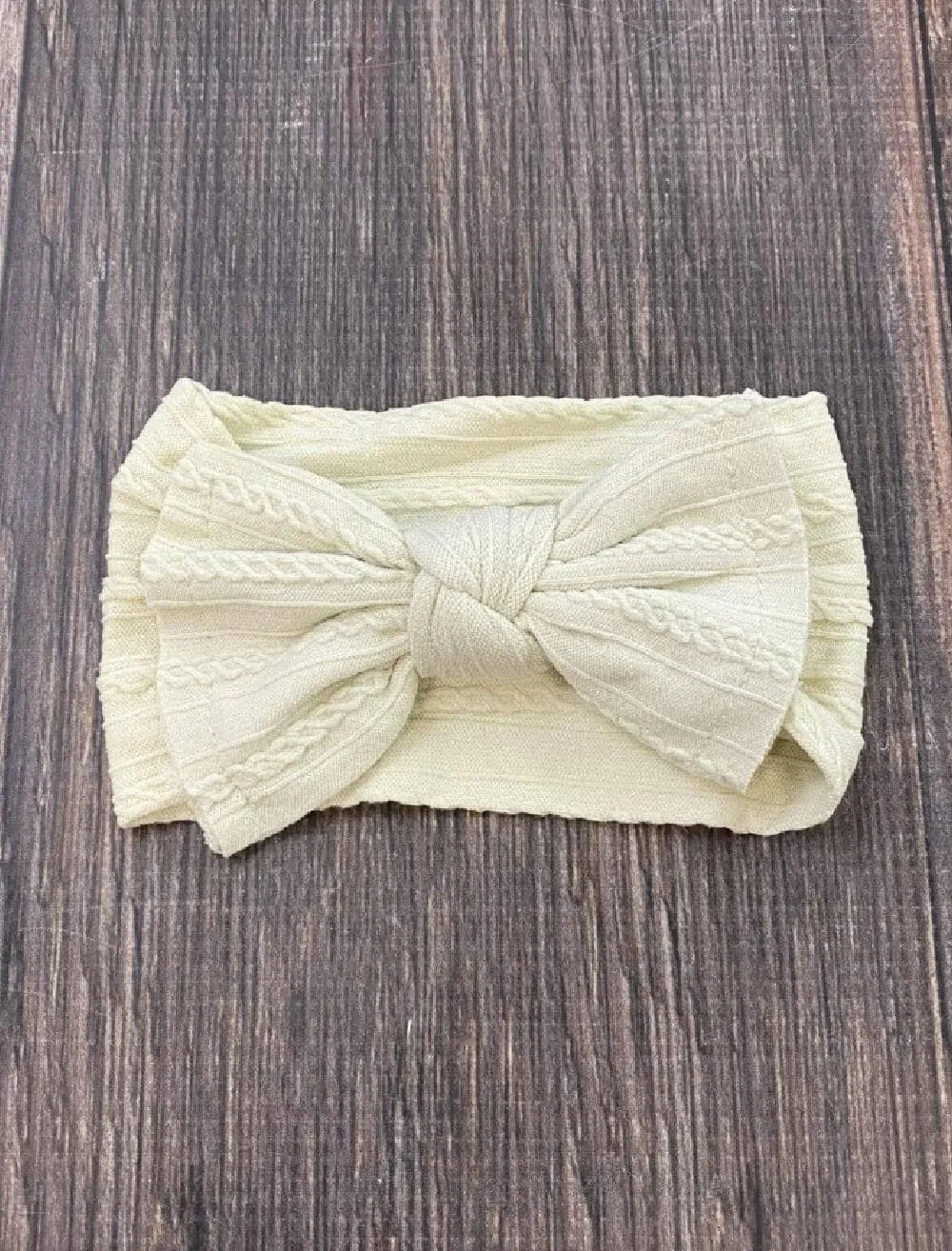 Cable Knit Bow Headband: Light Pink