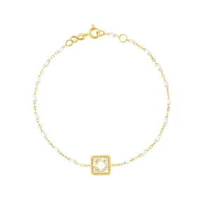 Classic Gigi White Treasure Bracelet, Yellow Gold, 6.7"