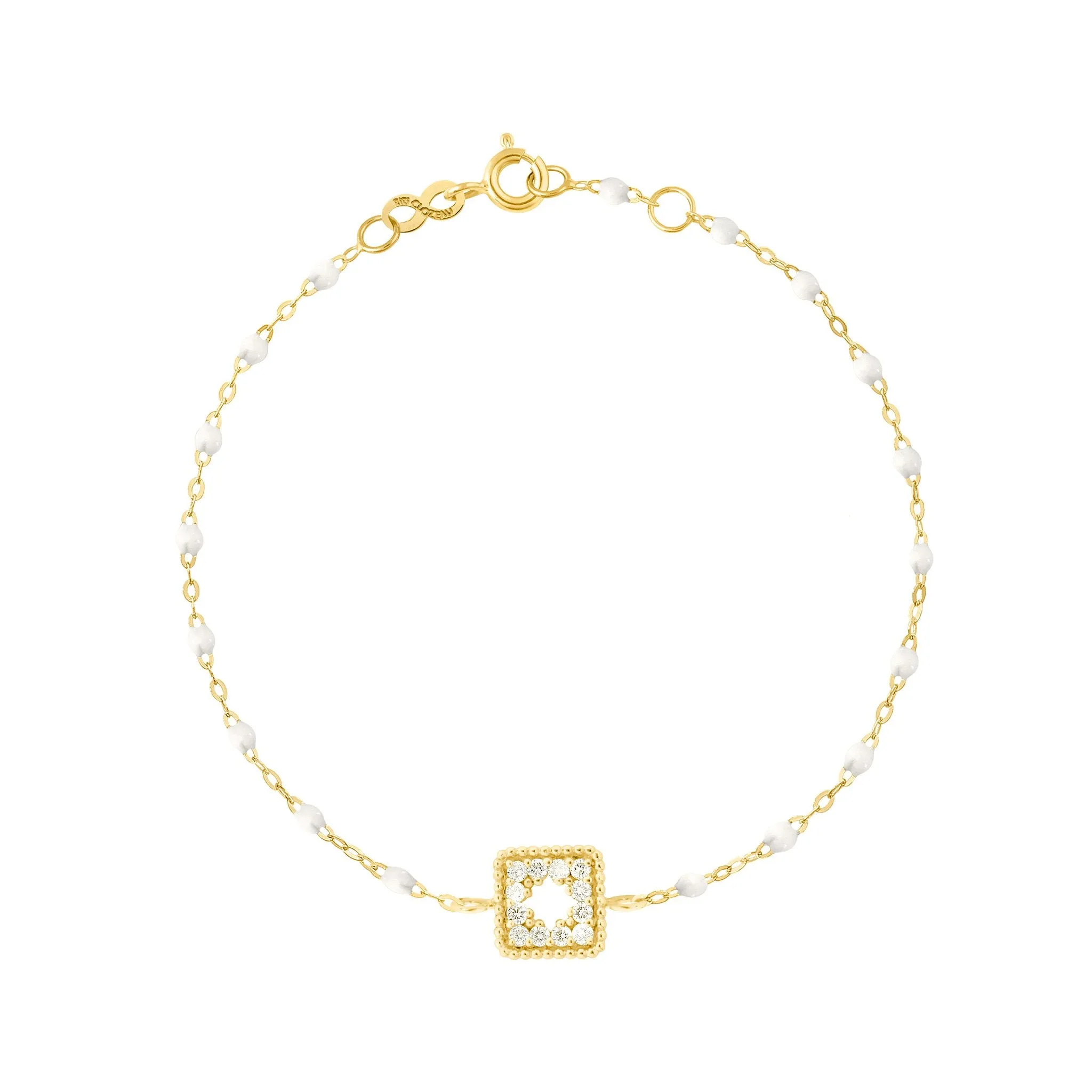 Classic Gigi White Treasure Bracelet, Yellow Gold, 6.7"