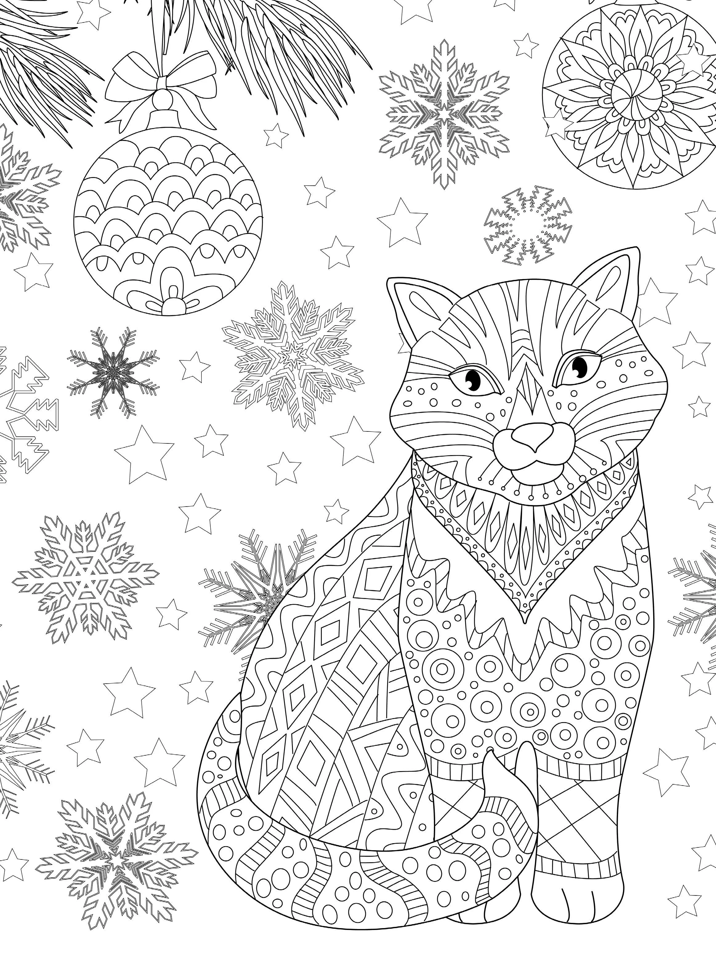 Festive Feline Christmas Coloring Book Vol. 6: Frame-Ready Cat Prints for All Ages - Includes Kittens, Ornaments, Snowflakes, Santa, Gingerbread, Stockings & Holiday Whiskers