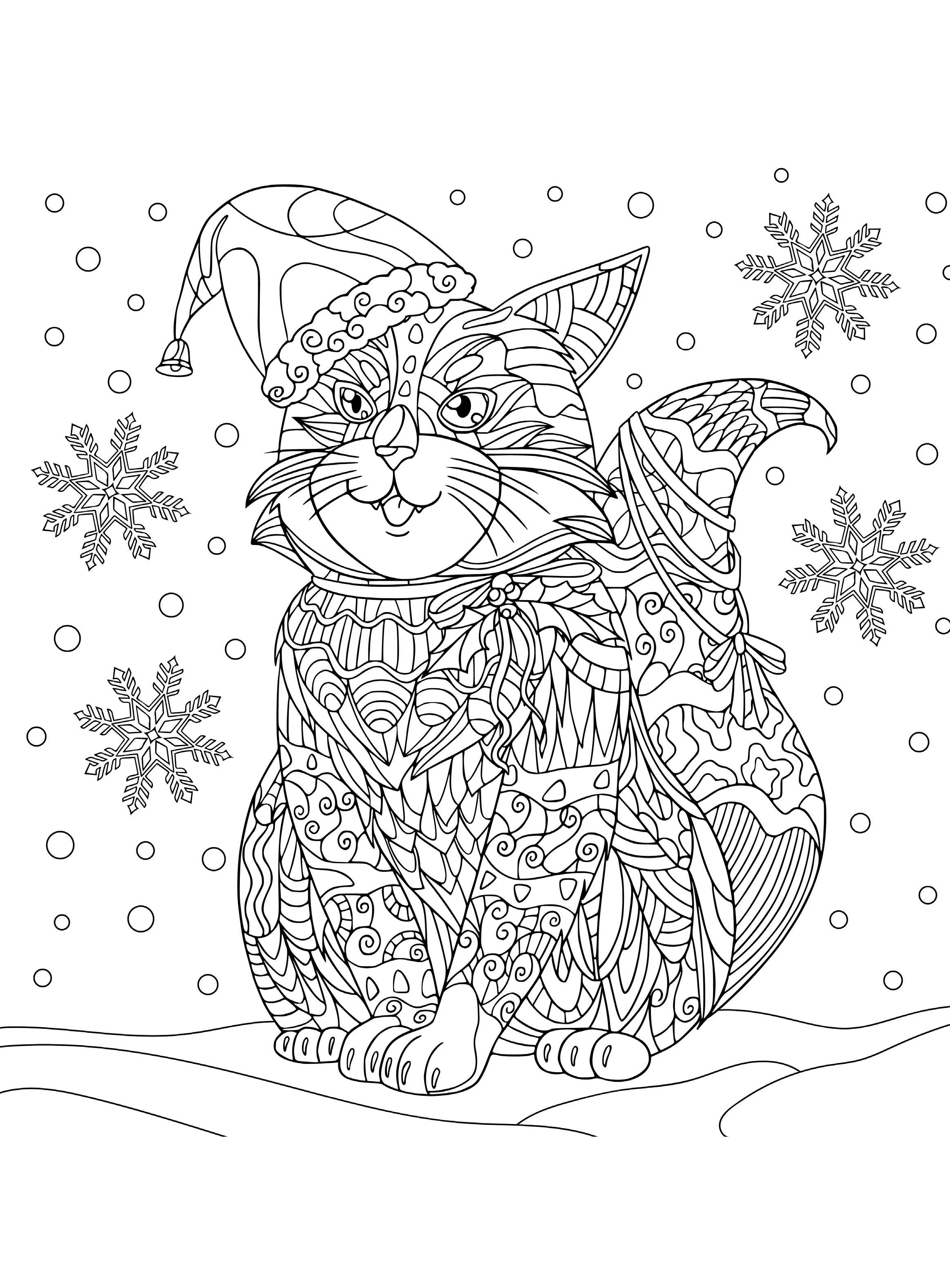 Festive Feline Christmas Coloring Book Vol. 6: Frame-Ready Cat Prints for All Ages - Includes Kittens, Ornaments, Snowflakes, Santa, Gingerbread, Stockings & Holiday Whiskers