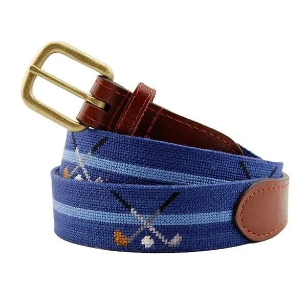 Crossed Clubs Needlepoint Belt