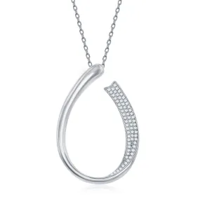 Cubic Zirconia Accented Open Teardrop Design Pendant