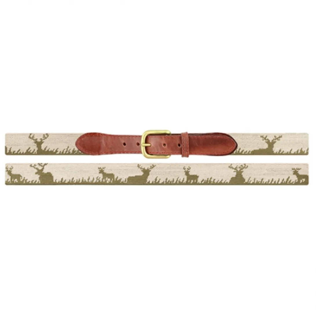 Deer Hunting Needlepoint Belt (Lt. Khaki)