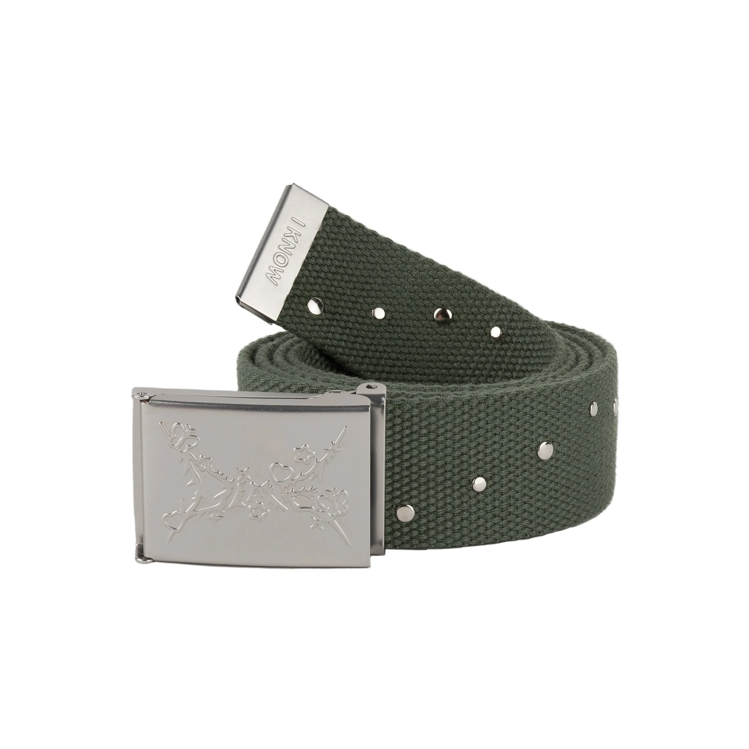 Dime Studded Headbanger Belt - Military Green