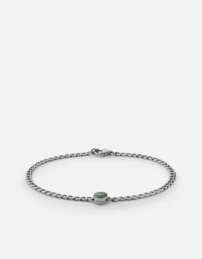 Dove Type Chain Bracelet, Sterling Silver/Teal