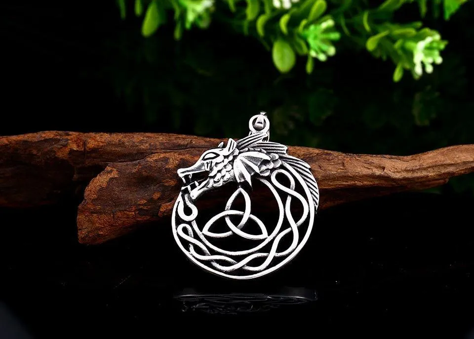 Dragon Ouroboros Triquetra Necklace