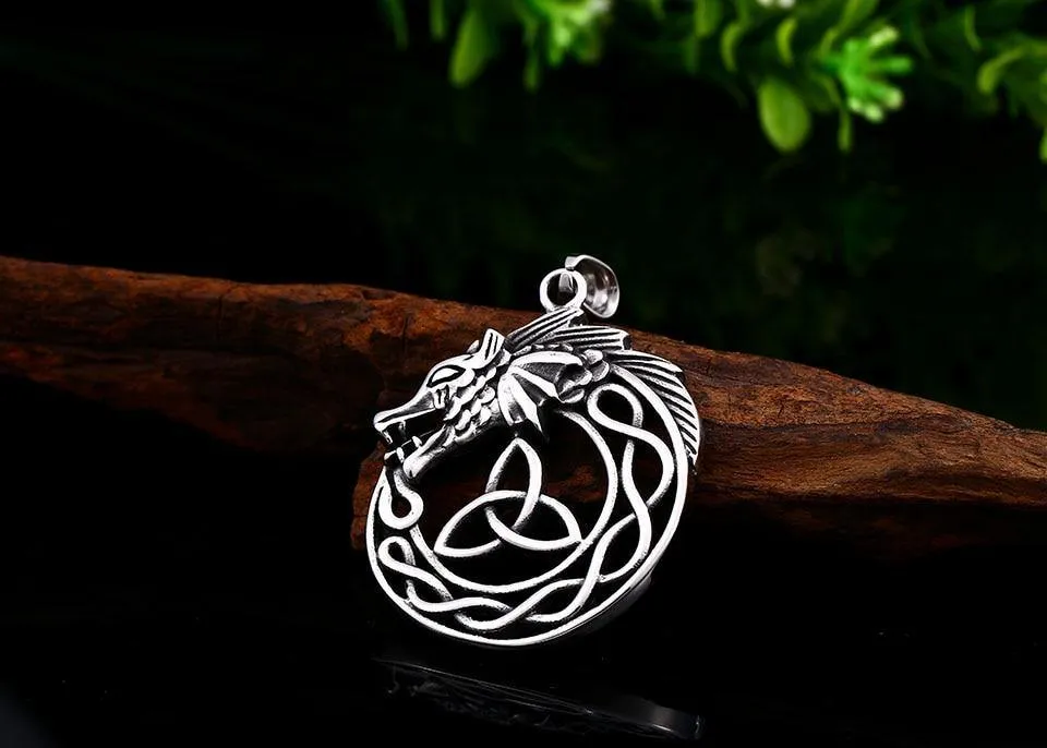 Dragon Ouroboros Triquetra Necklace