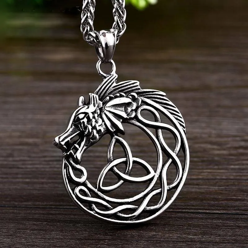 Dragon Ouroboros Triquetra Necklace