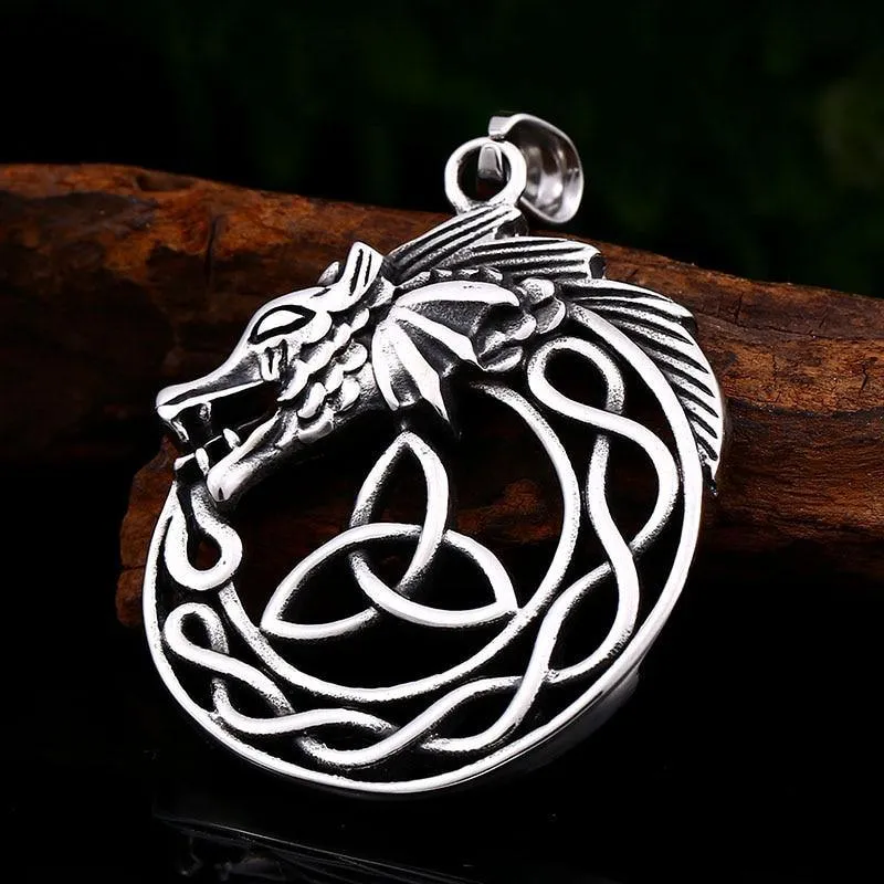 Dragon Ouroboros Triquetra Necklace