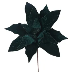 Emerald Velour Poinsettia Stem (50cm)