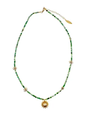 Emerald with Evil Eye Pendant Necklace LN049