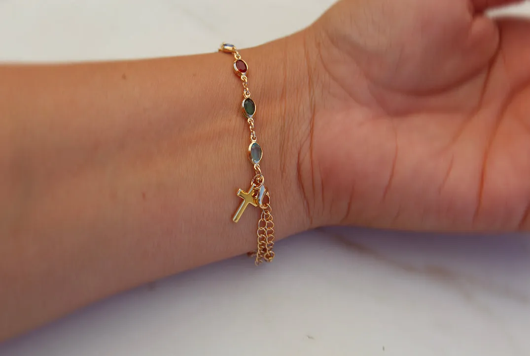 Gem Cross Bracelet