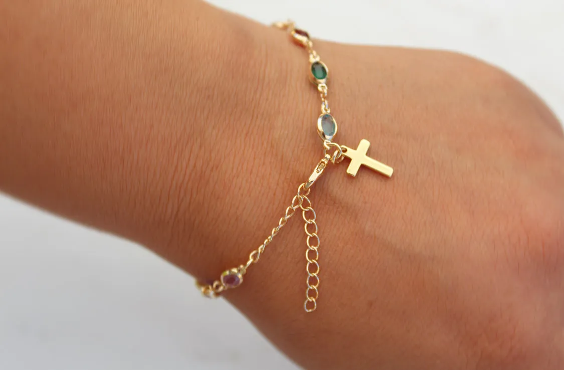 Gem Cross Bracelet