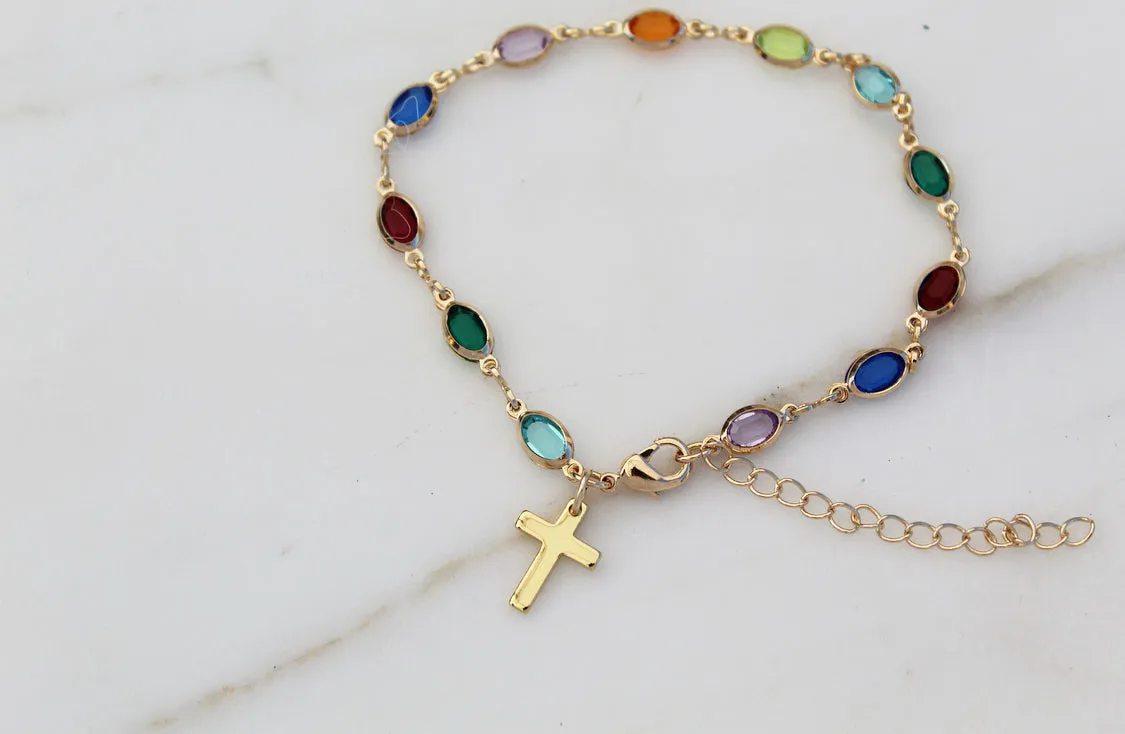 Gem Cross Bracelet