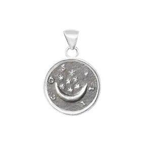 Genuine Ancient Roman Coin 2nd century AD silver Pendant depicting Moon and Stars