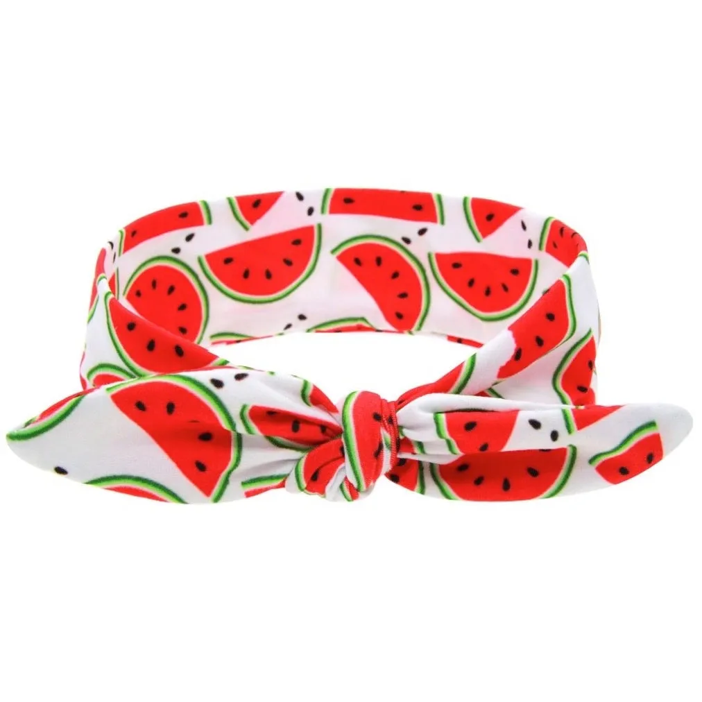 Girls Fruit Print Bowknot Tie Headband