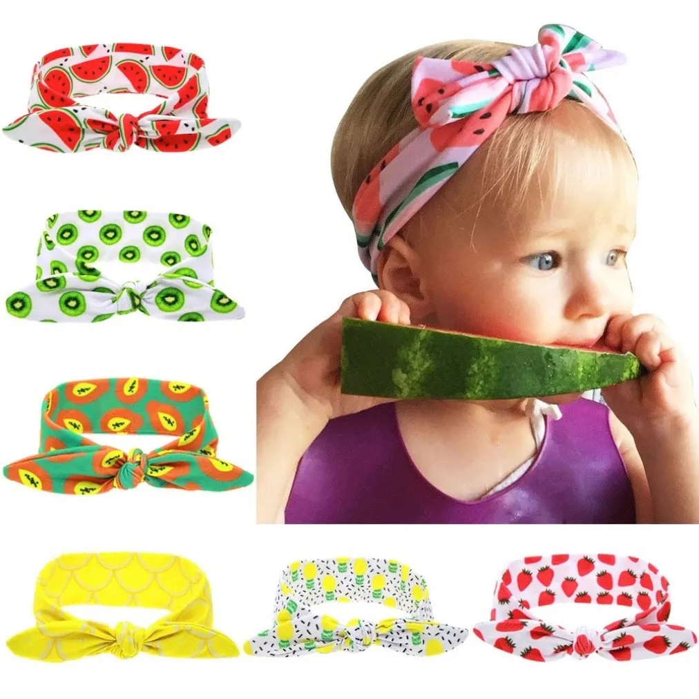 Girls Fruit Print Bowknot Tie Headband