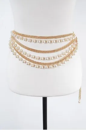 Gold Pearl Chain Belt