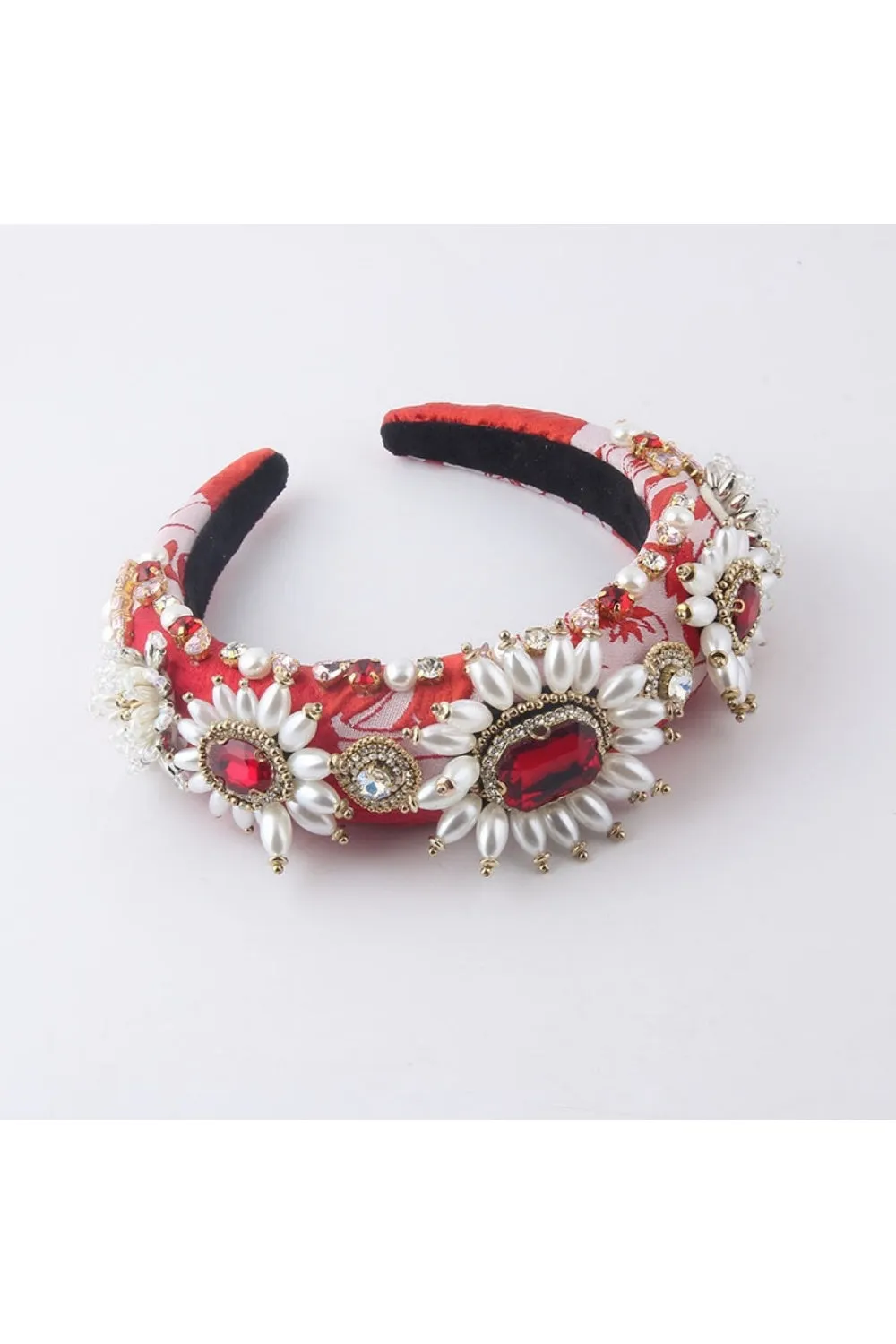 GOSSIP PEARL HEADBAND RED