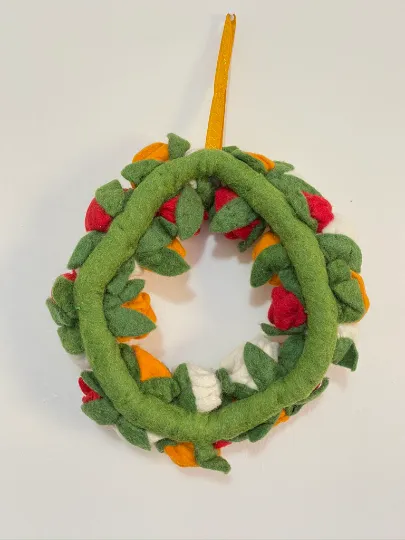 Handmade Felt Flower Wreath, Wreath, Christmas Decor, Home Decor, Modern Wreath, Wool Felt Flower Wreath, Christmas Wreath,Rose Petal Wreath